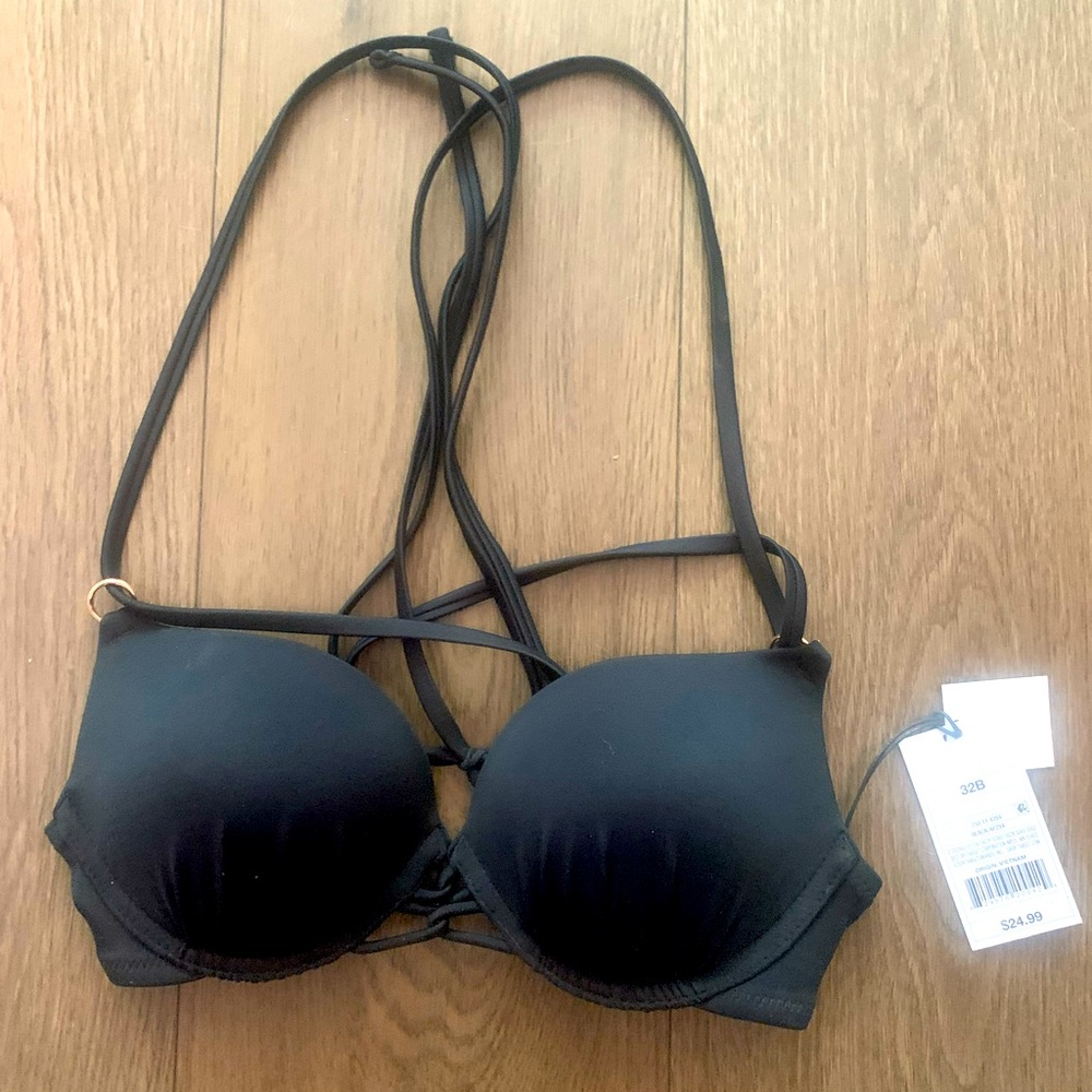 NEW WITH TAGS Black padded bikini top